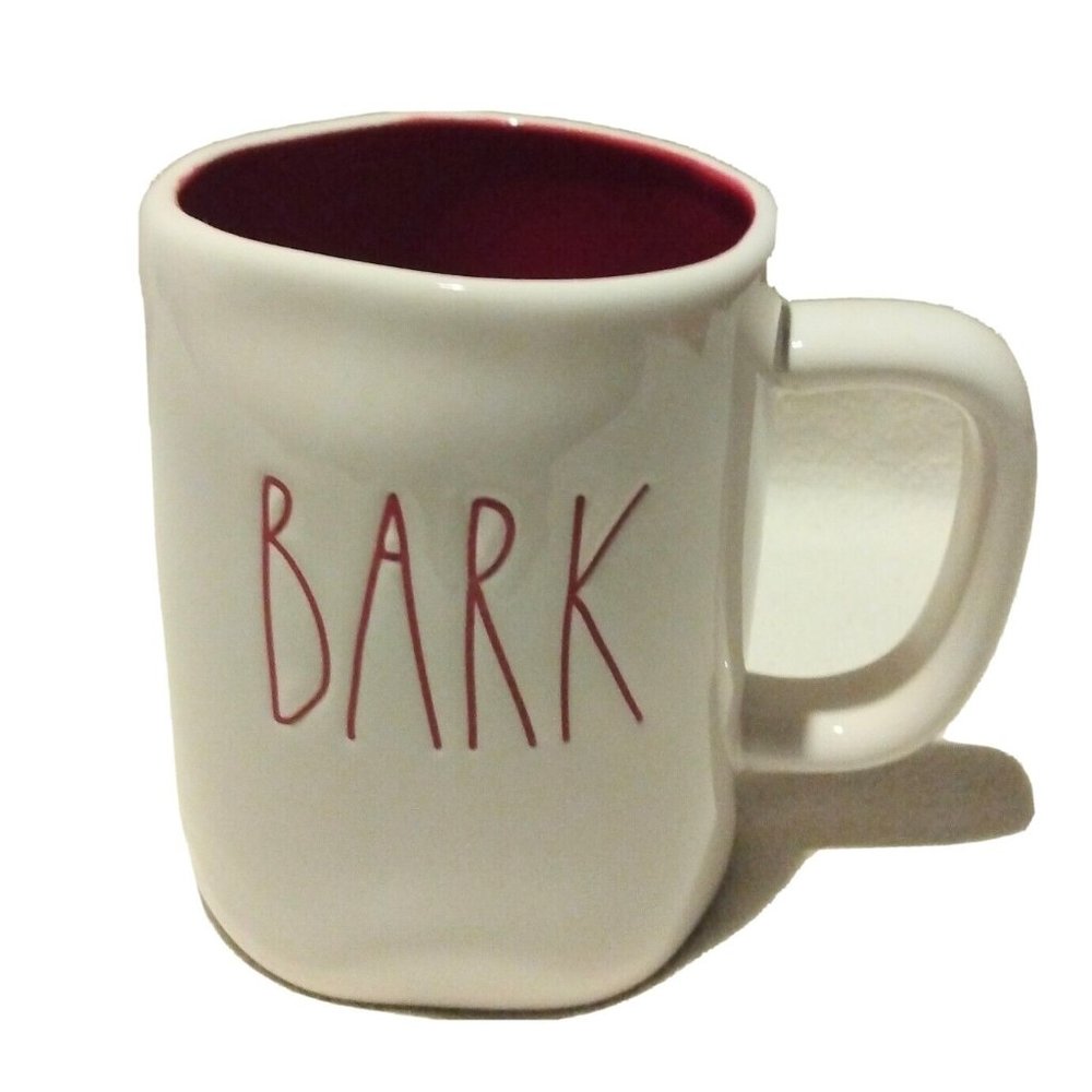 RAE DUNN Magenta Coffee Mug BARK Ivory Red